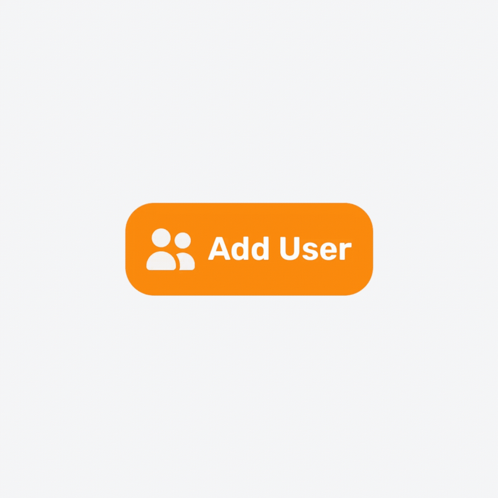 Mouse icon clicking on orange button with "Add User" text